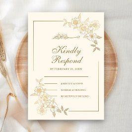 Creme und Gold Floral Blätter Zweig muslimische Ho RSVP Karte