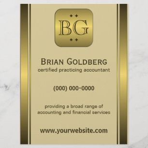 Creme und Gold Plate 8,5" x 11" Accountant-Flyer Flyer