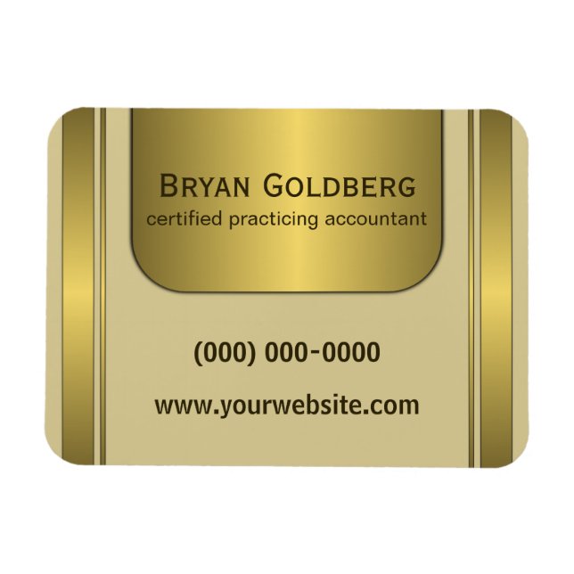 Creme und Gold Plate-Accountant Small Flexi Magnet (Horizontal)