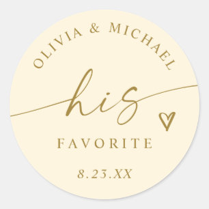 Creme und Gold - Seine Lieblings-Hochzeitstüte Runder Aufkleber