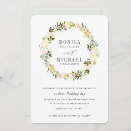 Creme und Grau | Botanische Blumenzeremonie Einladung