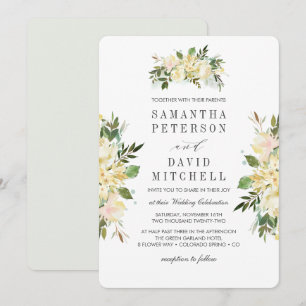 Creme und Grau Botanische Chic Floral Wedding Einladung