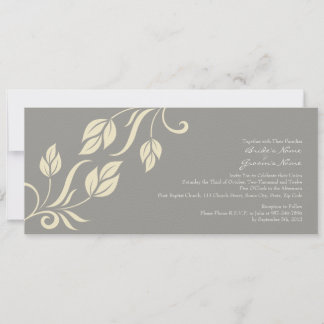 Creme und graue Blätter zum Hochzeitsessen Einladung
