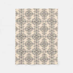 Creme und Gray Elegante Viktorianische Art Damasku Fleecedecke