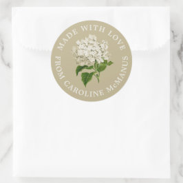 Creme und grüne Hydrangea aus Liebe Runder Aufkleber