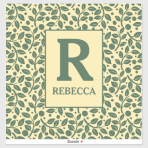 Creme und grünes Leaf-Muster Luggasse Aufkleber