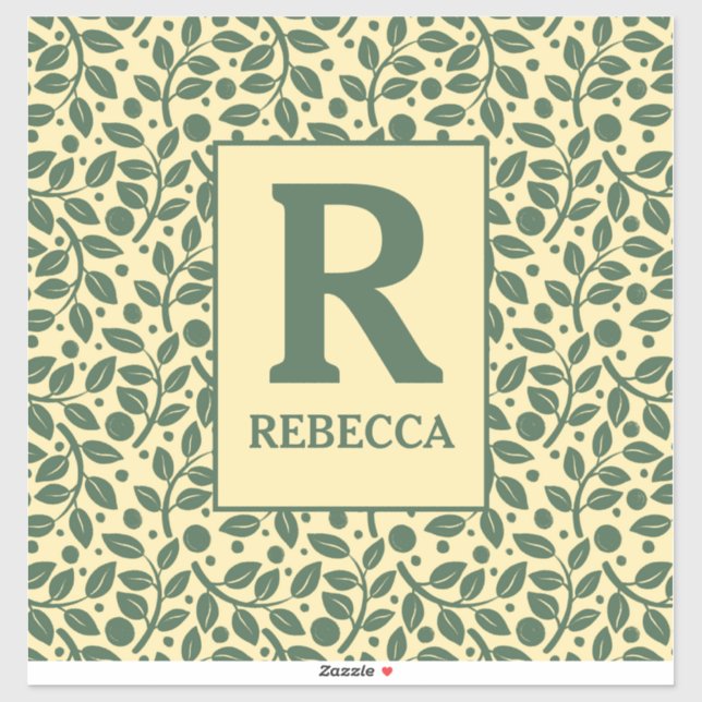 Creme und grünes Leaf-Muster Luggasse Aufkleber (Blatt)