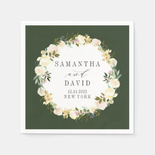 Creme und Jäger Grüne Hochzeit personalisiert Serviette