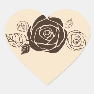Creme und Kaffee Rose zur Koordinierung von Gesche Herz-Aufkleber