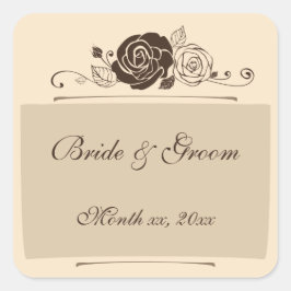 Creme und Kaffee Rose zur Koordinierung von Gesche Quadratischer Aufkleber