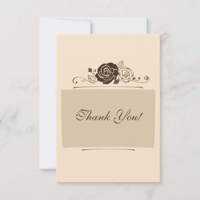 Creme-und Kaffee-Rosen Dankeskarte (Vorderseite)