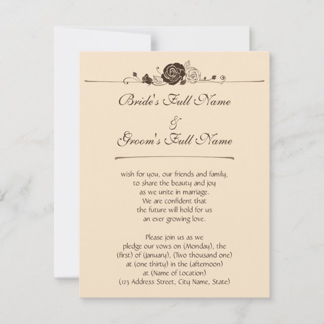 Creme-und Kaffee-Rosen Einladung (Vorderseite)
