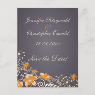 Creme und Orange Herbst-Blume Save the Date Ankündigungspostkarte