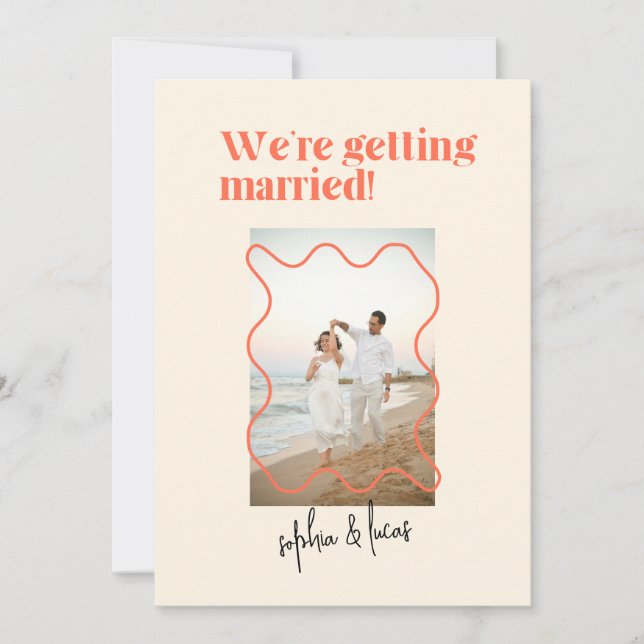 Creme und Orange Simple Modern Wedding Einladung (Vorderseite)