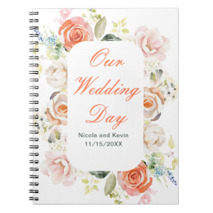 Creme und Orange Vintag Floral Wedding Notizblock