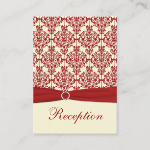 Creme und Red Damask Verschlusskarte Begleitkarte