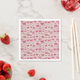 Creme- und rosa Aquarell-Schleifen-Blumenmuster Serviette