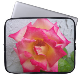 Creme und rosa Dick Clark Rose auf einem Laptop Laptopschutzhülle