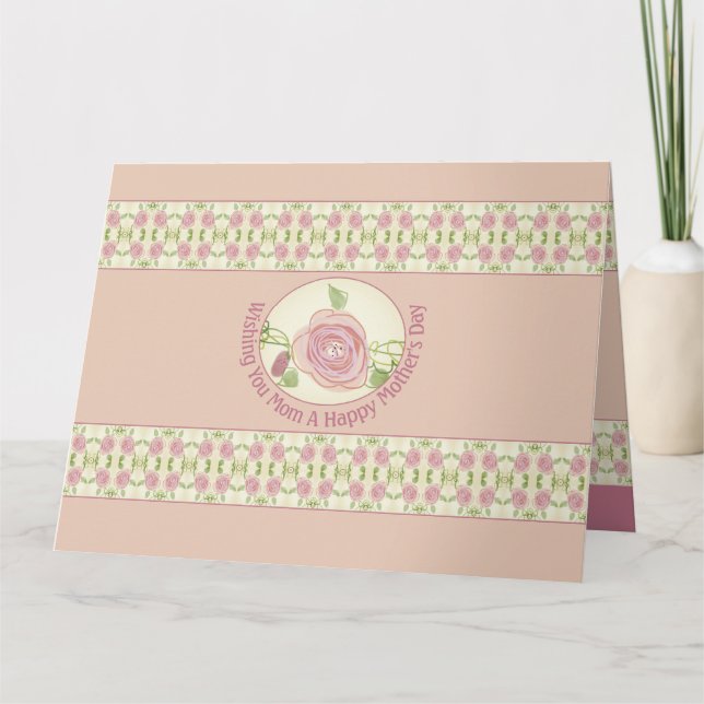 Creme und rosa mit trostloser Rose Karte (Vorderseite)