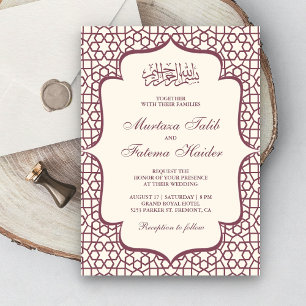 Creme und Rosa Persian Pattern Muslimische Hochzei Einladung