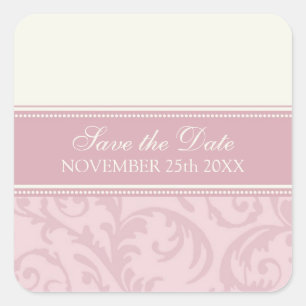 Creme und rosa Save the Date Umschlag Aufkleber