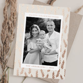 Creme und Rose Gold Foliage Foto Erntedank Folien Feiertagskarte