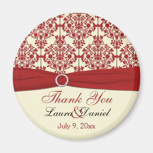 Creme- und Rot-Damaskus-Dankeschön-Magnet Magnet