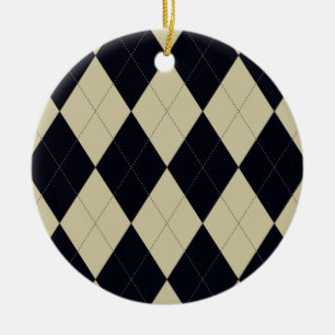 Creme und Schwarze Raute Keramikornament