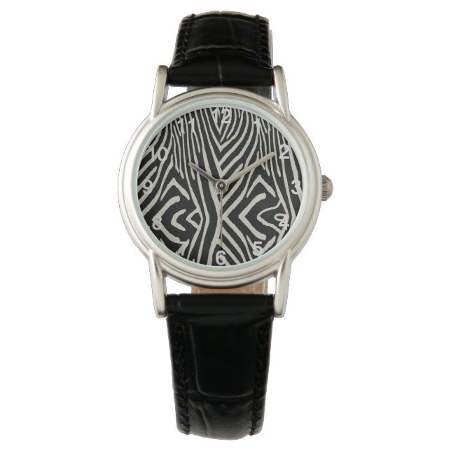 Creme und schwarze Zebrastreifen, Armbanduhr (Vorderseite)