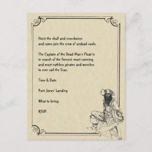 Creme und Schwarzes ahoi! Piraten-Halloween-Party Einladung