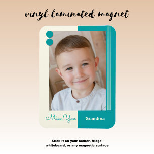 Creme und Türkis vermissen Oma Foto Magnet