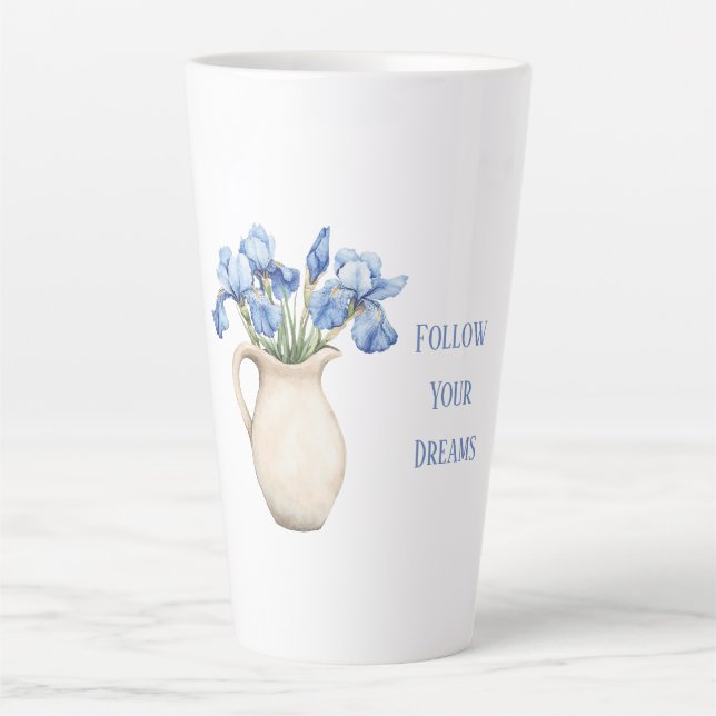 Creme-Vase Lila Iris-Blumen Milchtasse (Vorderseite)