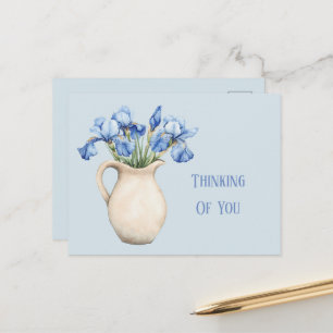 Creme-Vase Lila Schwertlilien Blumen In Gedanken a Postkarte