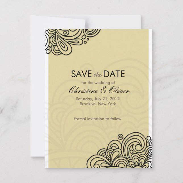 Creme Vintag Swirl Save the Date (Vorderseite)