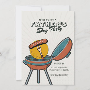 Creme Vintage Vatertags-Grillparty-Einladung Einladung
