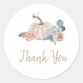 Creme Wasserfarbe Kürbis Blütendusche Runder Aufkleber