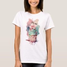 Creme Watercolor Eiscreme T - Shirt