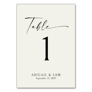Creme Wedding Rezeption Minimalistische Tischnumme Tischnummer