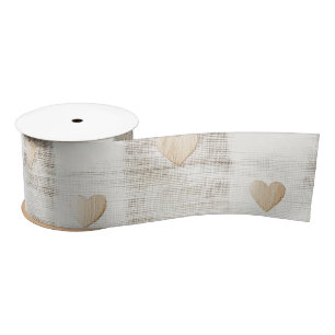 Creme Weiß Beige Boho Herzen Brautparty Satinband