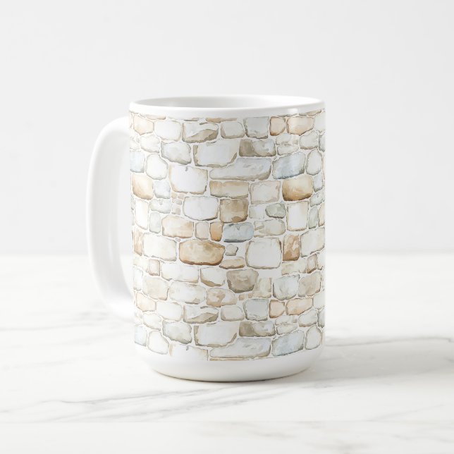 Creme Weiß Graue Kunststeine   Kaffeetasse (Vorderseite Links)