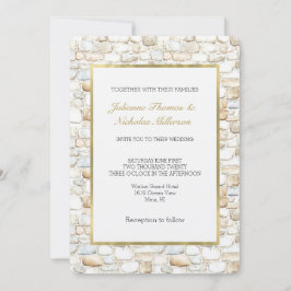 Creme Weiße Graue Falsche Steine Hochzeit Einladung