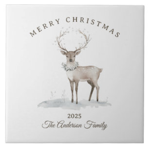 Creme Weiße Rentiere Weihnachtsgeschenk Fliese
