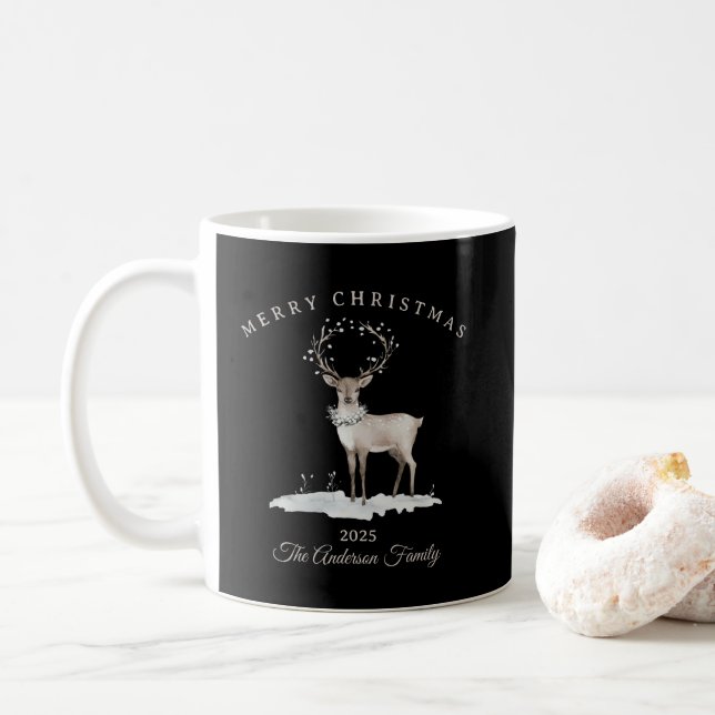 Creme Weiße Rentiere Weihnachtsgeschenk Kaffeetasse (Mit Donut)