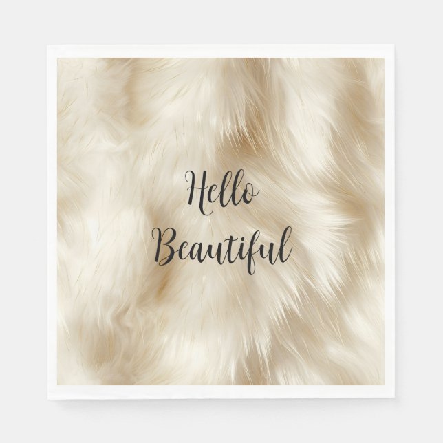 Creme White Animal Fell Serviette (Vorderseite)