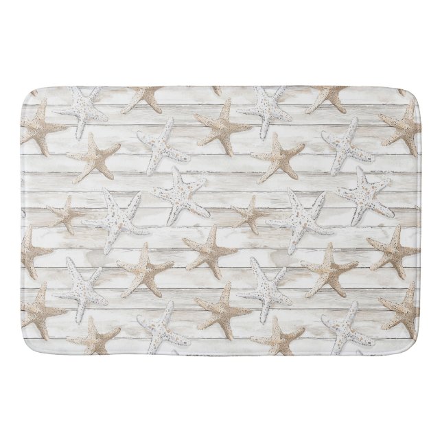 Creme White Beach Starfish Badematte (Vorderseite)