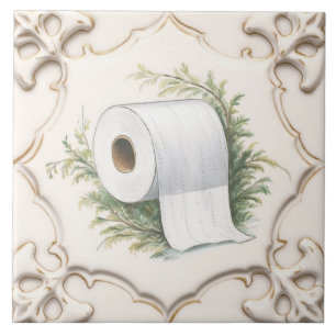 Creme White Toilette Papier Roll Funny Bad Fliese
