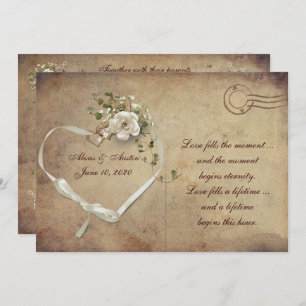 Creme white Wedding Rose Postcard Einladung