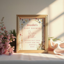 Creme-Wildblume Bunny Rustic Diaper Raffel Poster