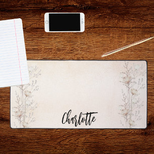 Creme-Wildblumen Rose Goldrot Rosa Name Schreibtischunterlage