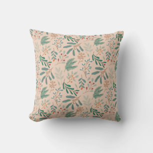 Creme Winter Botanical Pattern Kissen